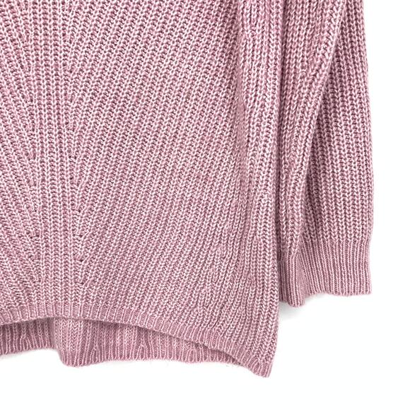 Lou & Grey Women's Size Small V-Neck Lavender Sweater Ribbed Knit - Picture 4 of 6